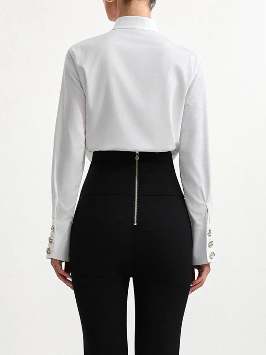 Boss White Ruffle Blouse