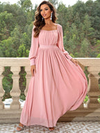 Margot Pink Backless Long Sleeve Maxi Dress