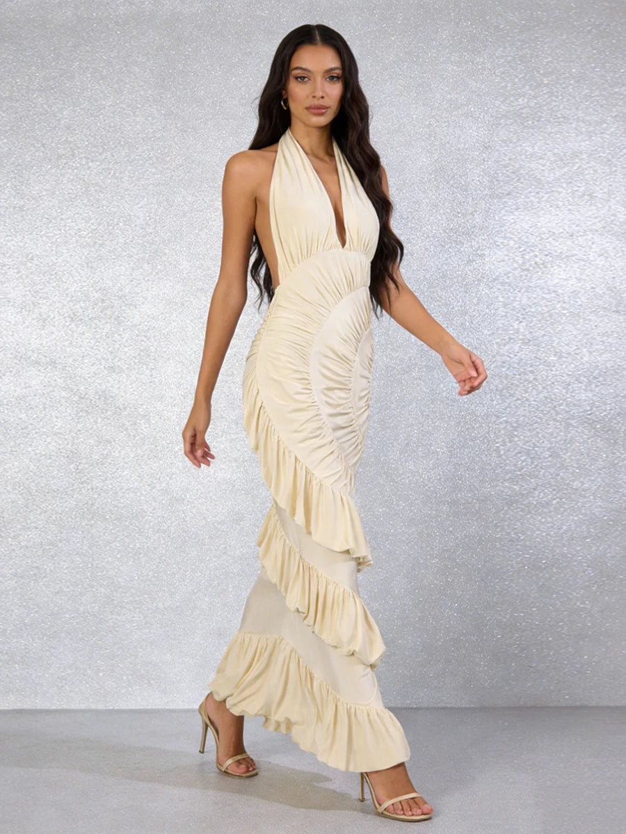 Cleo Ivory Ruffle Maxi Dress
