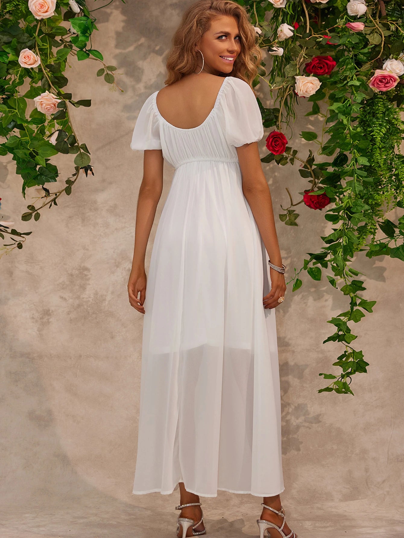 Elowen White Puff Sleeve Maxi Dress