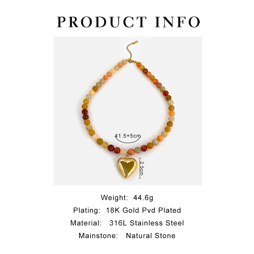 Gold Desert Sun Stone Heart Necklace