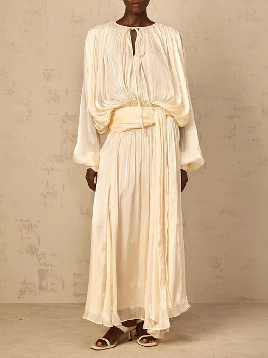 Sofia Ivory Drape Detail Maxi Dress