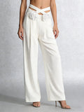 Vixen White Rosette High-Waist Pants