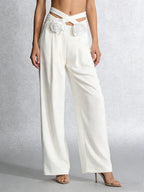 Vixen White Rosette High-Waist Pants