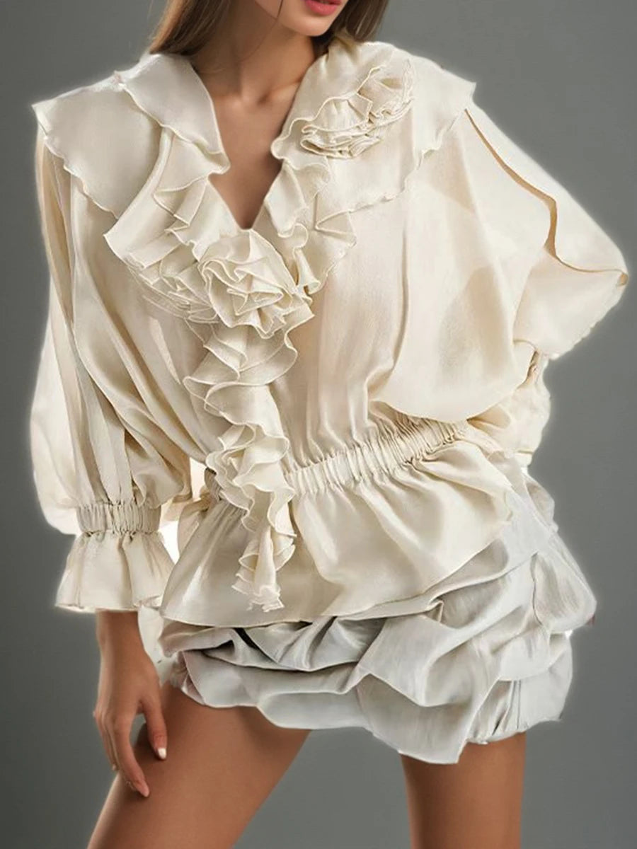 Swoon Ivory Ruffle Blouse