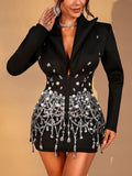 Legacy Black Crystal Blazer Mini Dress