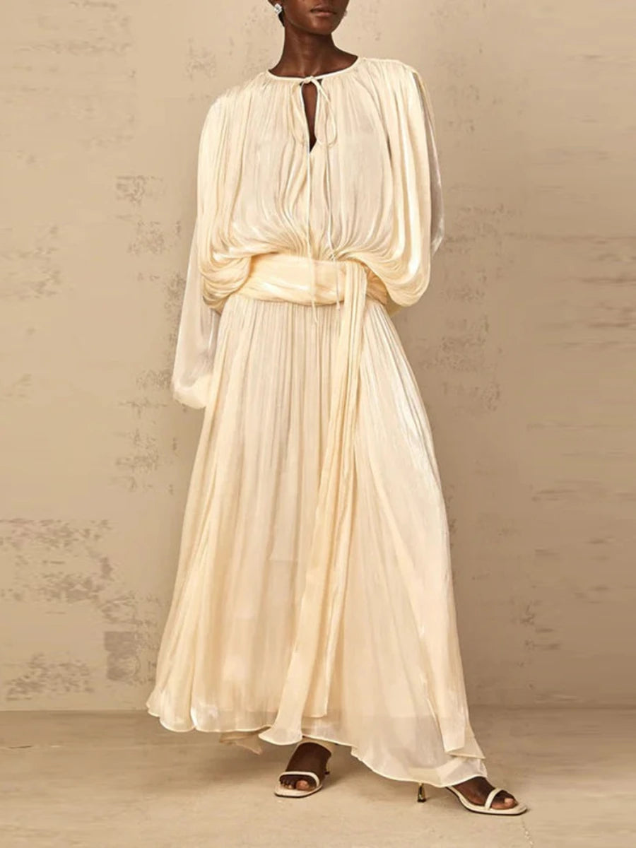 Sofia Ivory Drape Detail Maxi Dress