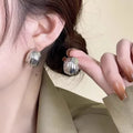 Elegant Embossed Silver Hoop Earrings