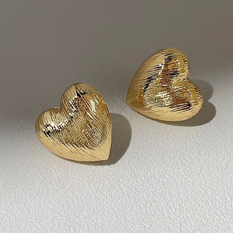 Radiant Textured Gold Heart Earrings