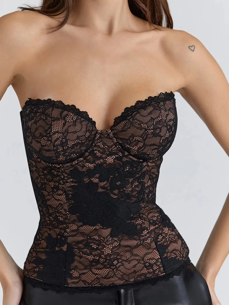 Phantom Black Lace Corset Top