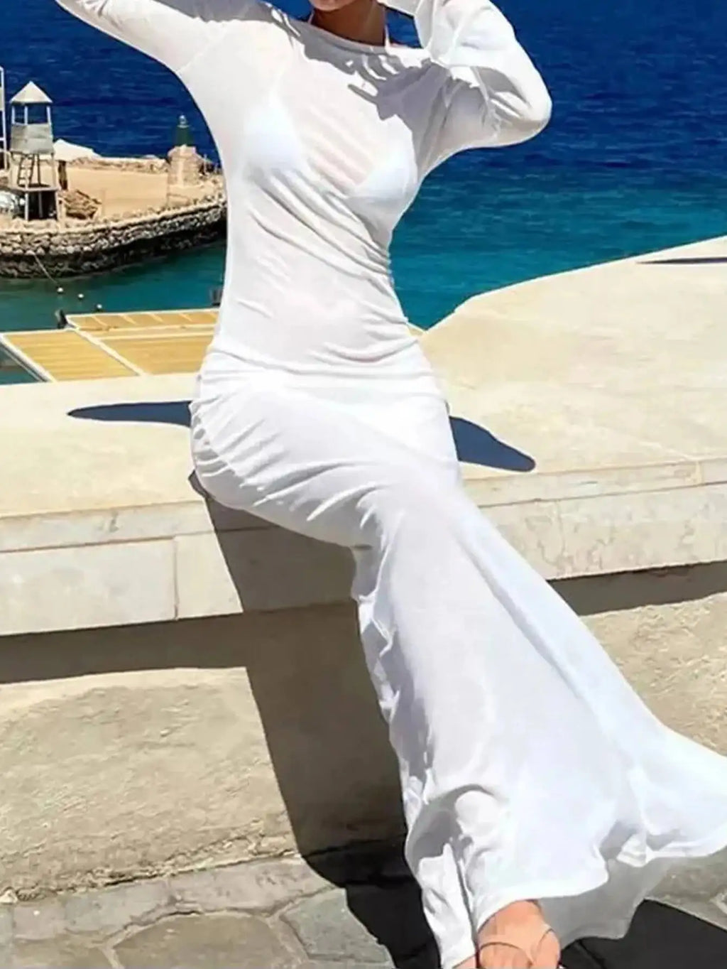 Monarch White Sheer Cover-Up Dress