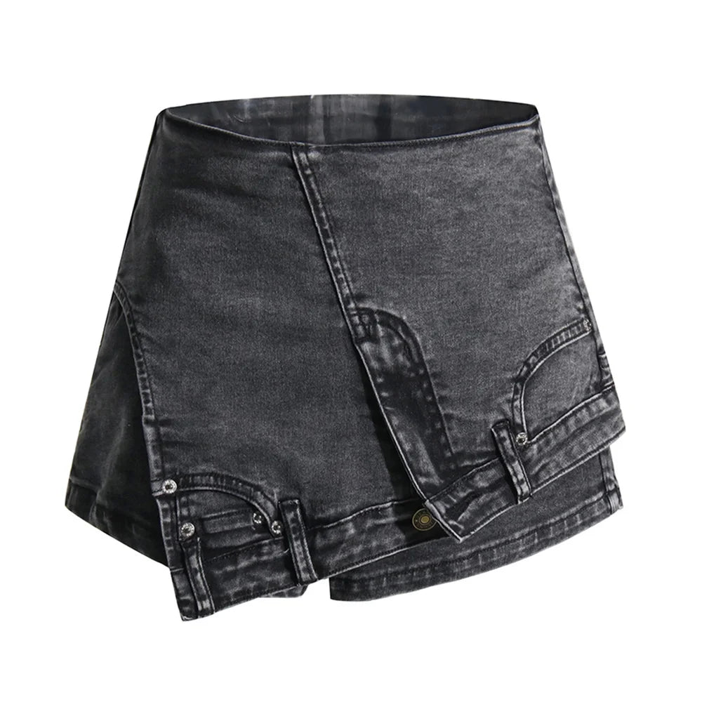 Rebel Black Asymmetric Zip Shorts