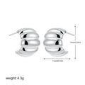 Modern Silver Ripple Hoop Earrings