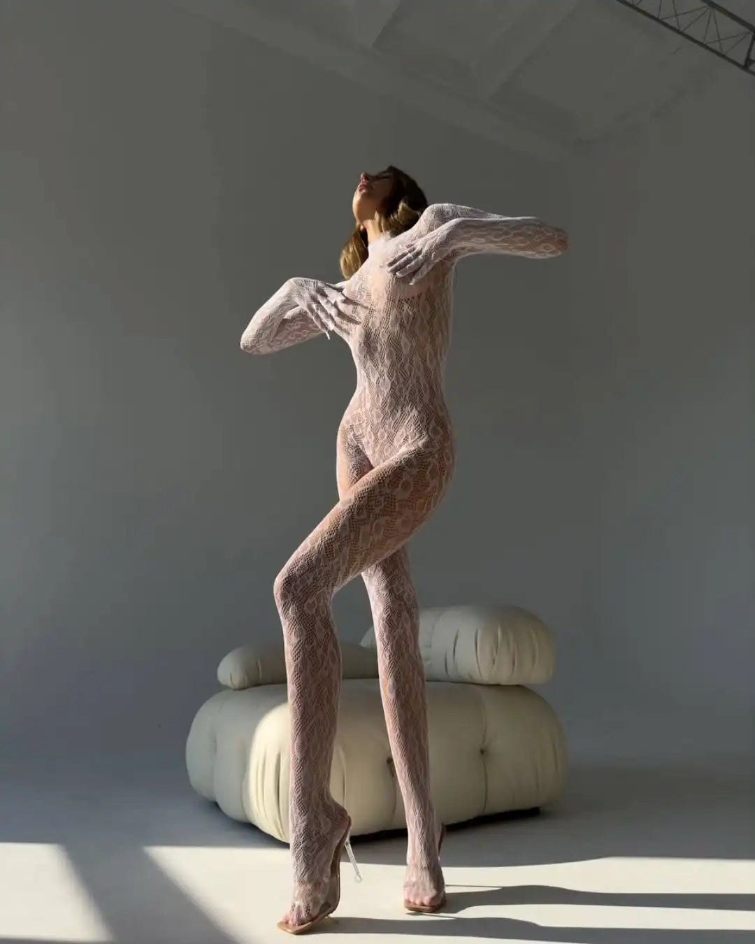 Celeste Sheer White Lace Jumpsuit