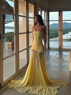 Primrose Yellow Strapless Maxi Dress