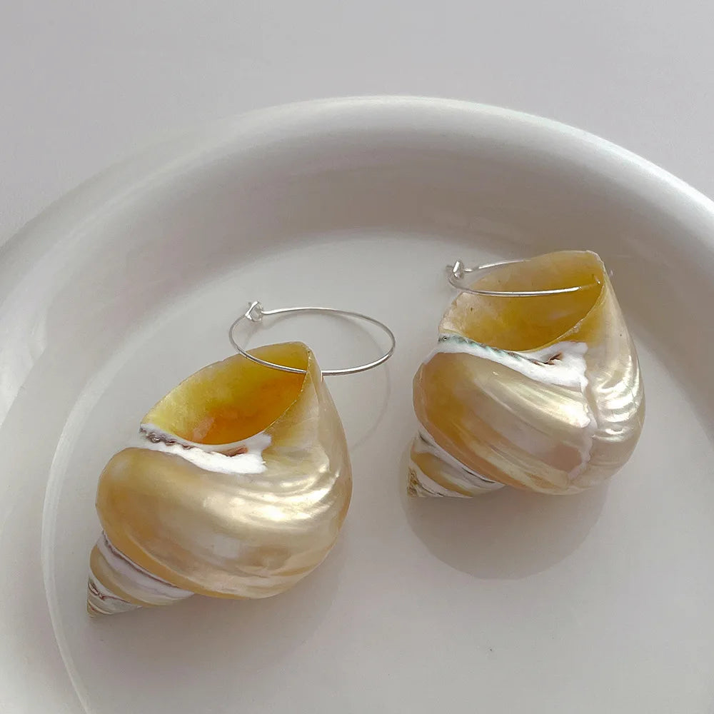 Natural Ivory Shell Hoop Earrings