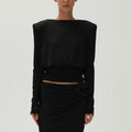Silk Black Deep Cowl Back Top