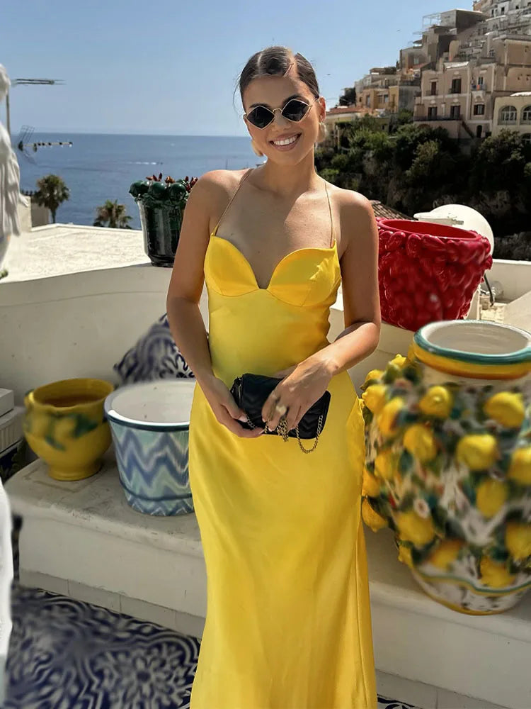 Capri Yellow Slip Maxi Dress