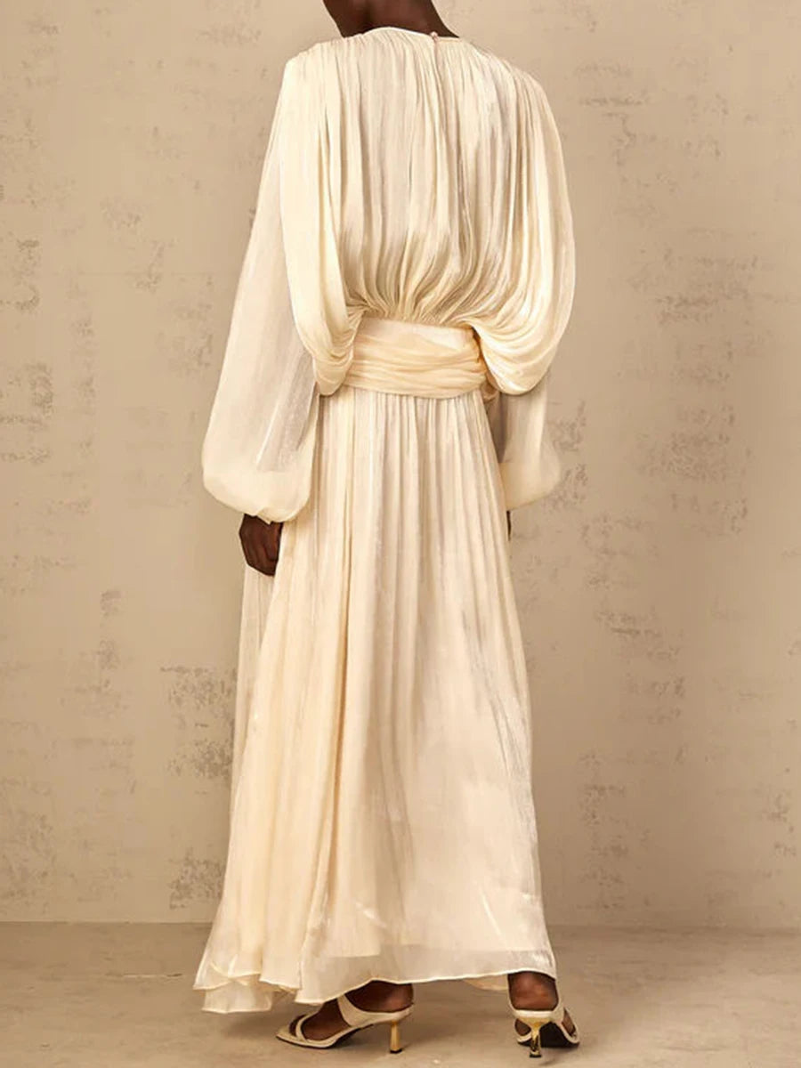 Sofia Ivory Drape Detail Maxi Dress