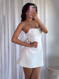Margarita White Bow Backless Mini Dress