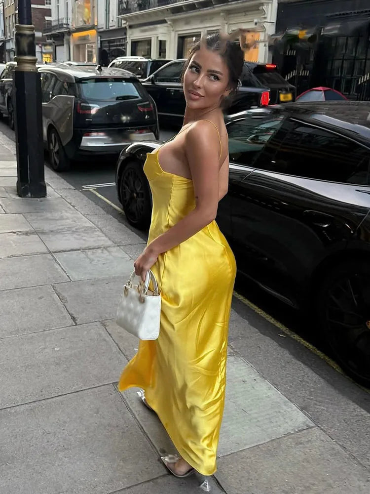 Capri Yellow Slip Maxi Dress