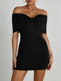 Valencia Black Off-Shoulder Mini Dress