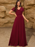 Isabella Еlegant Flared Burgundy Maxi Dress