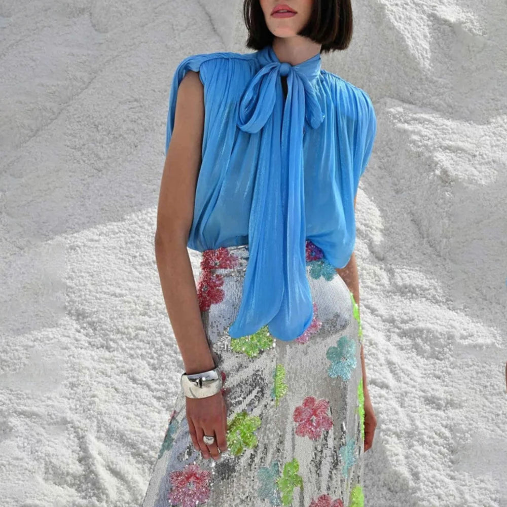 Flash Blue Bow Detail Blouse