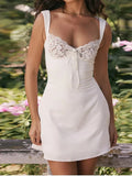 Lunette White Lace Trim Mini Dress
