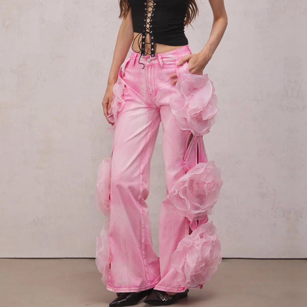 Diva Pink Floral Appliqué Jeans