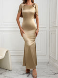 Savoy Champagne Cape Sleeve Maxi Dress