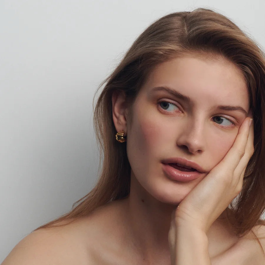 Modern Gold Ripple Hoop Earrings