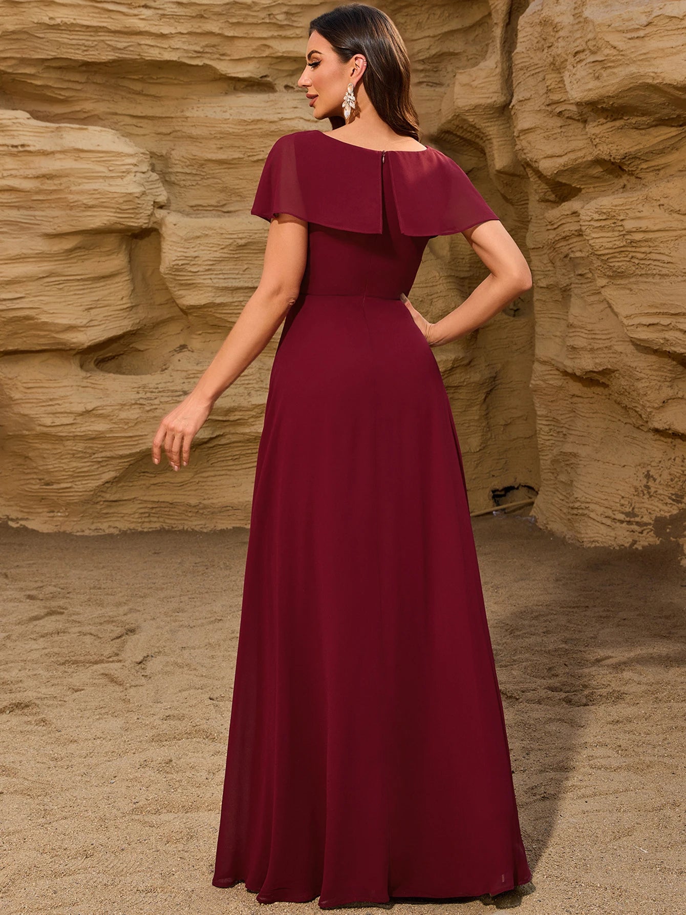 Isabella Еlegant Flared Burgundy Maxi Dress