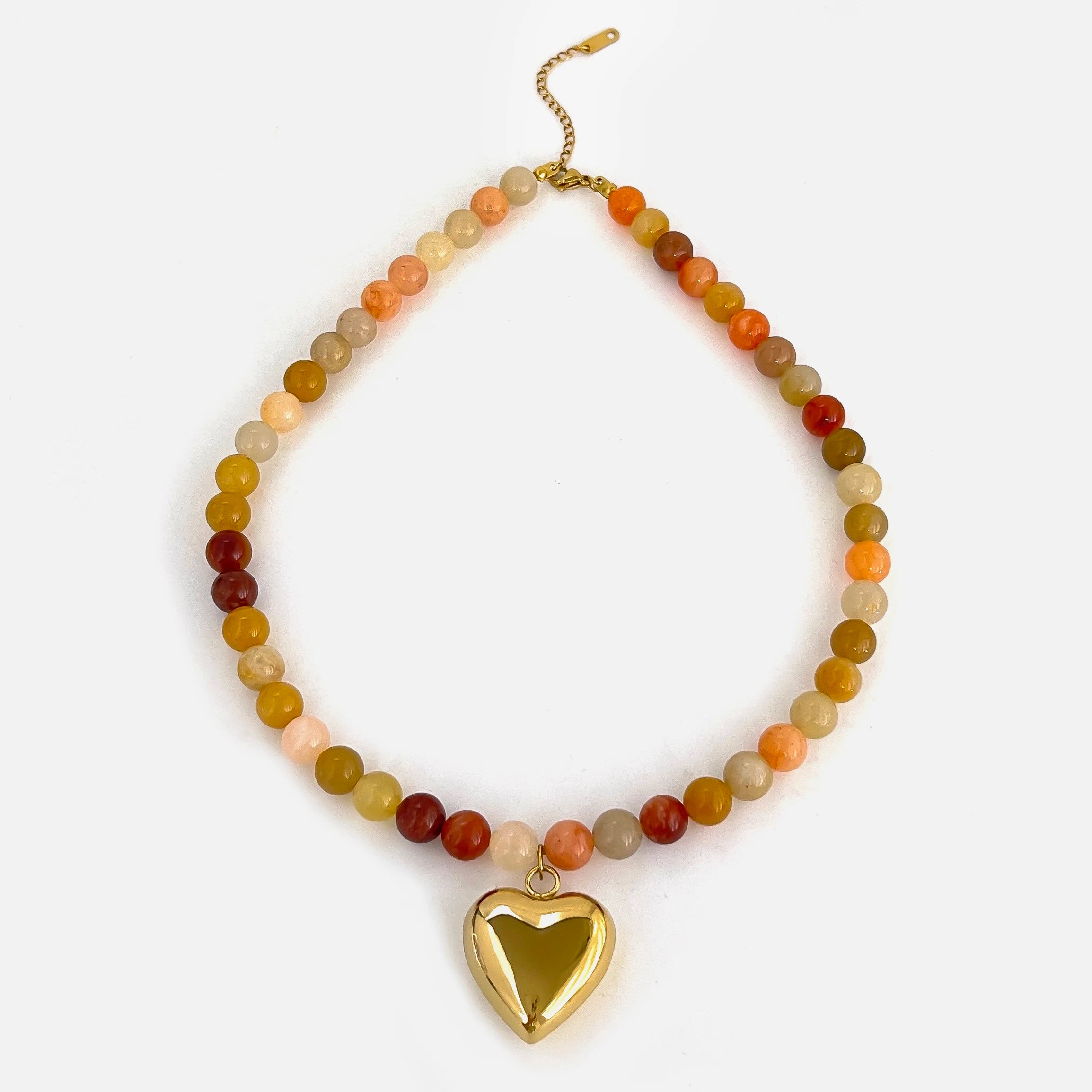 Gold Desert Sun Stone Heart Necklace