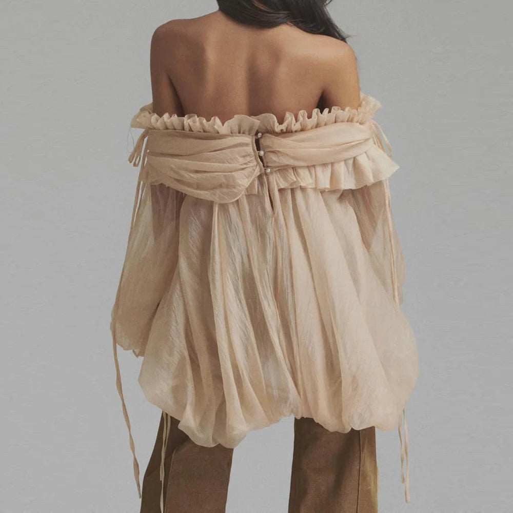 Magnifique Beige Off-Shoulder Top