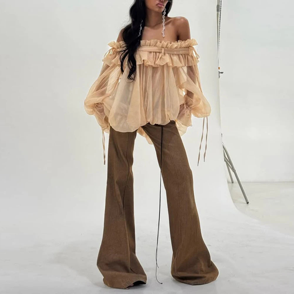 Magnifique Beige Off-Shoulder Top