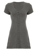 Harbor Gray V-Neck Mini Dress