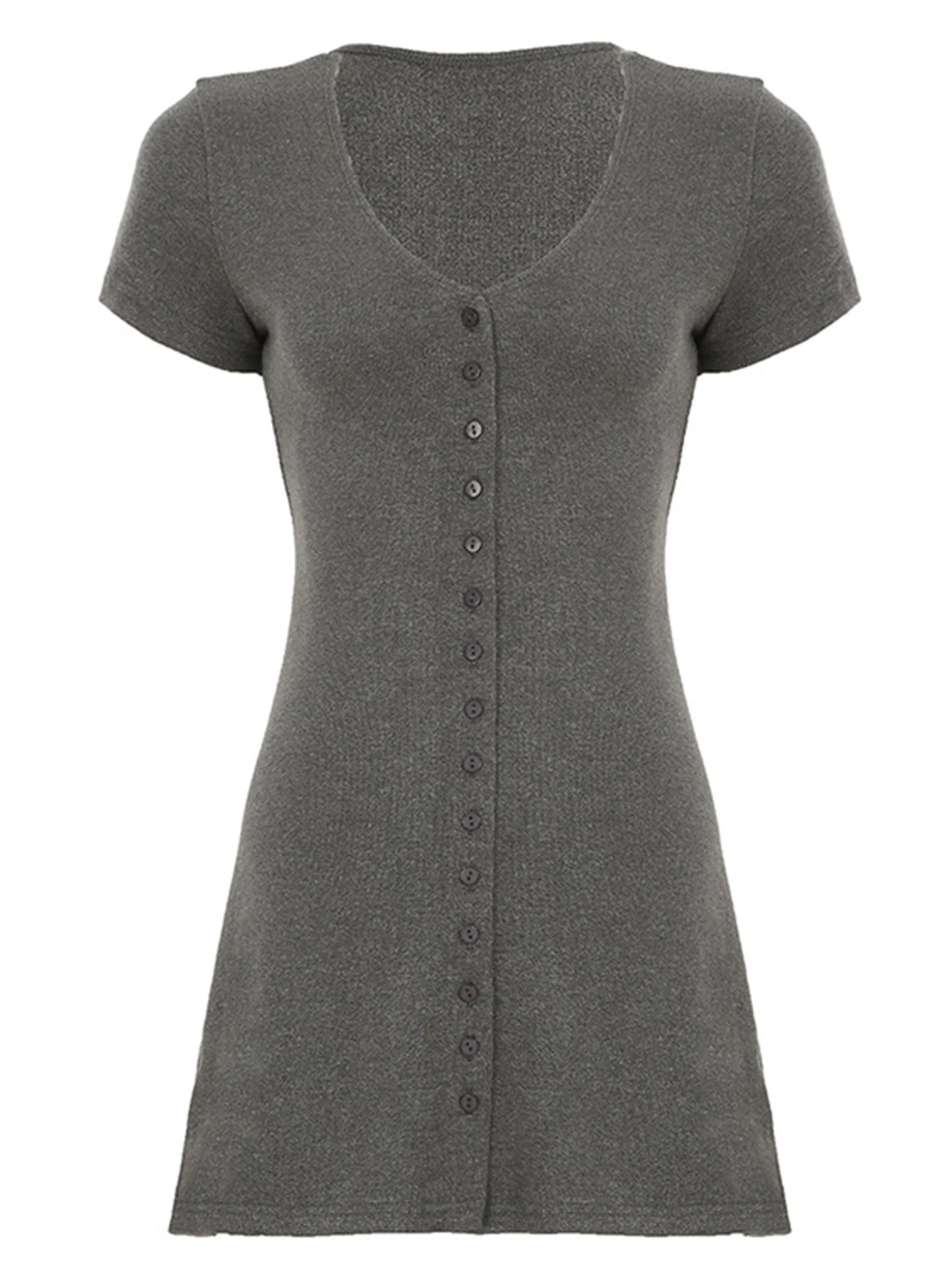 Harbor Gray V-Neck Mini Dress