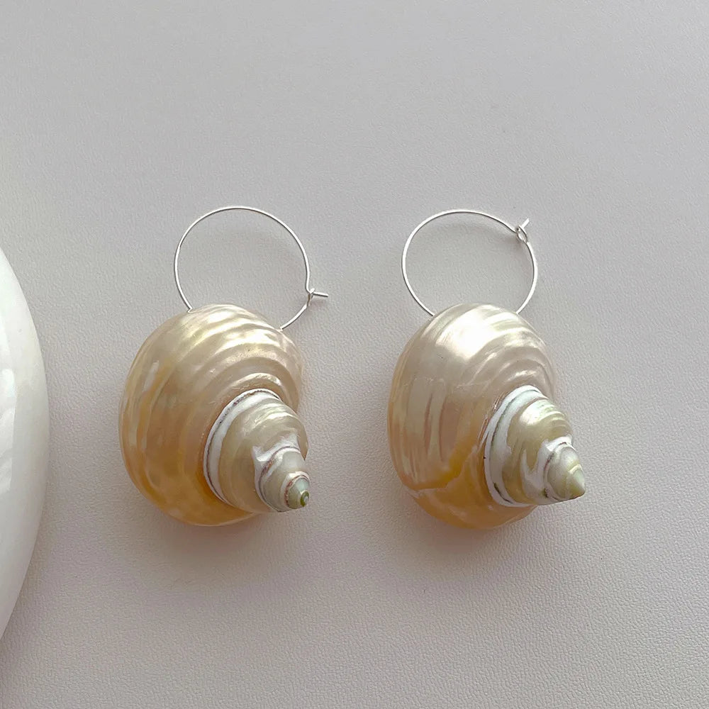 Natural Ivory Shell Hoop Earrings