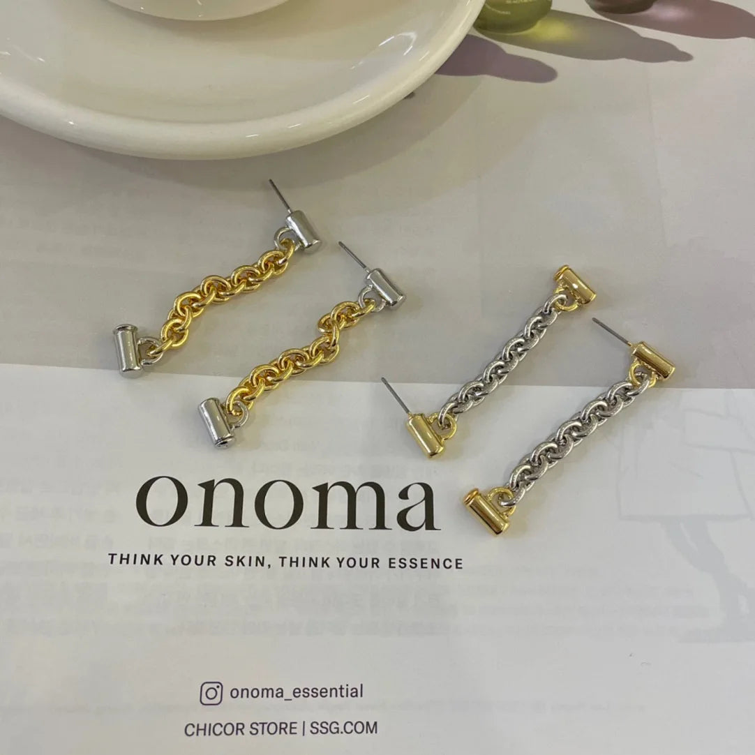 Two-Tone Chain Earrings