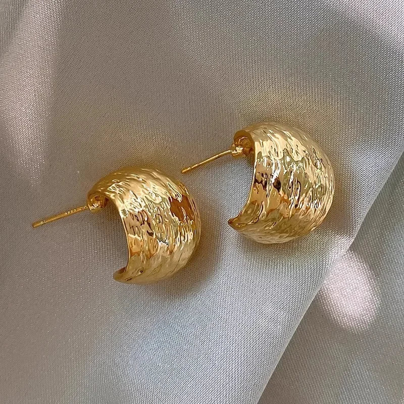 Elegant Embossed Gold Hoop Earrings