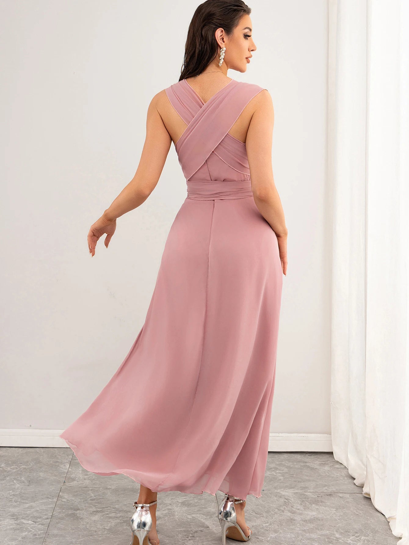 Lucy Flirt Bow Pink Maxi Dress