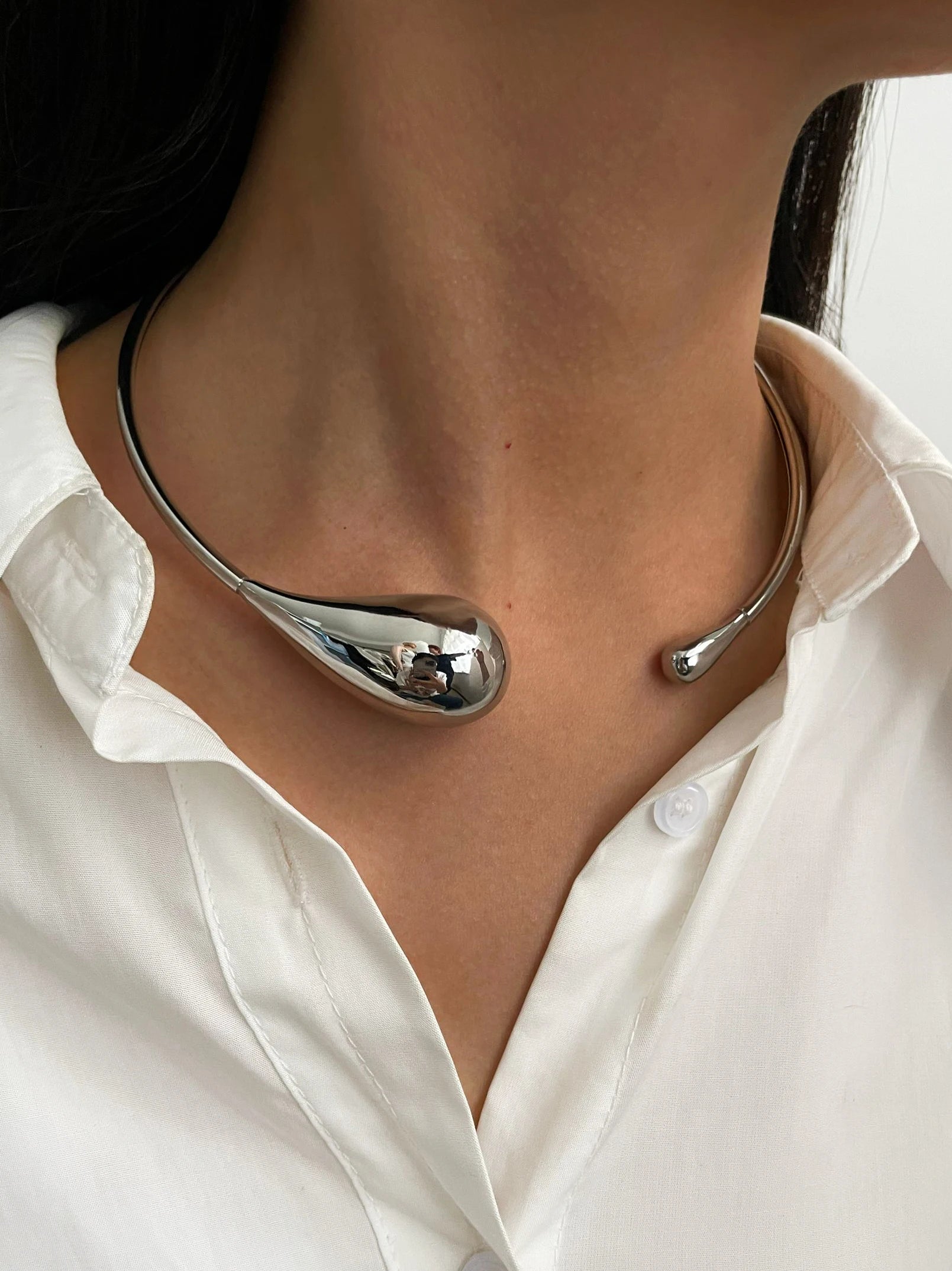 Self Love Silver Teardrop Necklace