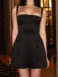 Petalia Black Skater Mini Dress