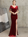 Candy Backless Rhinestone Wine Maxi Dress