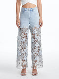 Tease Blue Lace Wide Jeans