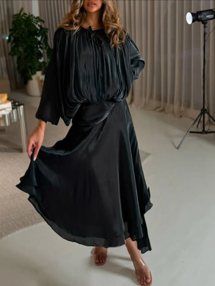 Sofia Black Drape Detail Maxi Dress