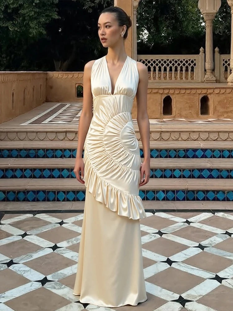 Nerissa Ivory Draped Maxi Dress