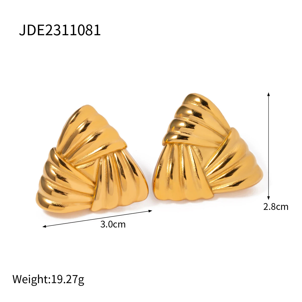 Art Deco Gold Triangle Earrings