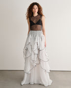 Lilia White Contrast Trim Maxi Skirt